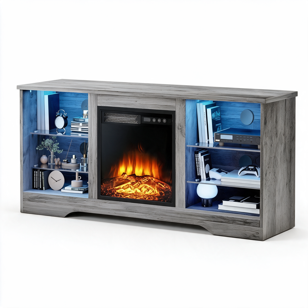 58 Inch Electric Fireplace TV Stand for TVs up to 65 Inch, Modern Media Console Entertainment Center, Adjustable LED Flame for Living Rooms — product view 1