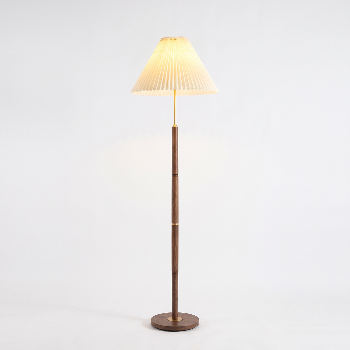 Pleatvale Vintage Walnut Metal Floor Lamp with Pleated Shade — product view 2