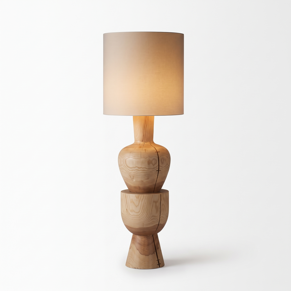 Wabihearth Sculptural Stacked Wood Drum Floor Lamp — product view 2