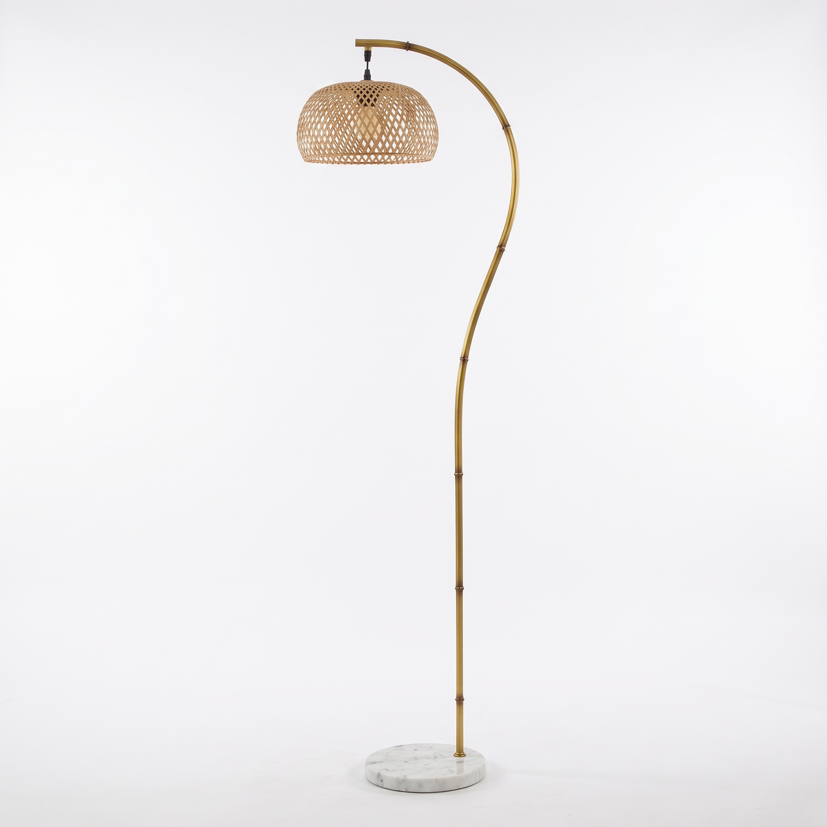 Bambuso Rustic Weaving Bamboo Foot Switch Floor Lamp — product view 2
