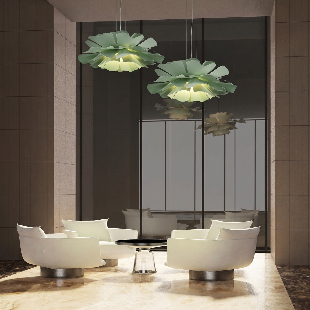 Handcrafted Lotus Flower Pendant Light, Nordic — product view 2