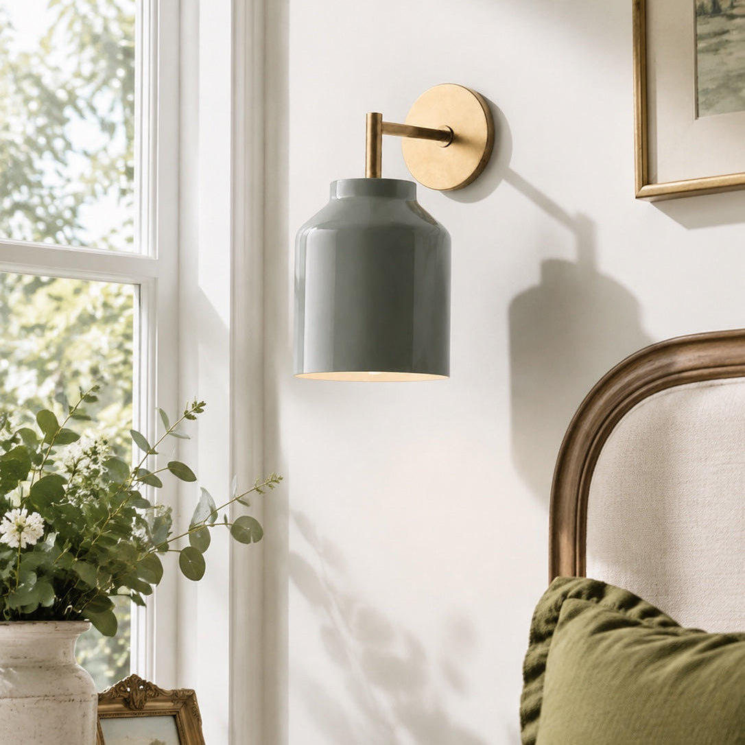 Hanton Minimalist Wall Sconce, Vintage Milk Glass — product view 3