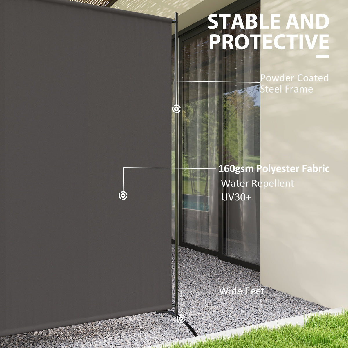 5.9FT Outdoor Privacy Screen with UPF30+ Protection, Freestanding, Dark Gray — product view 7