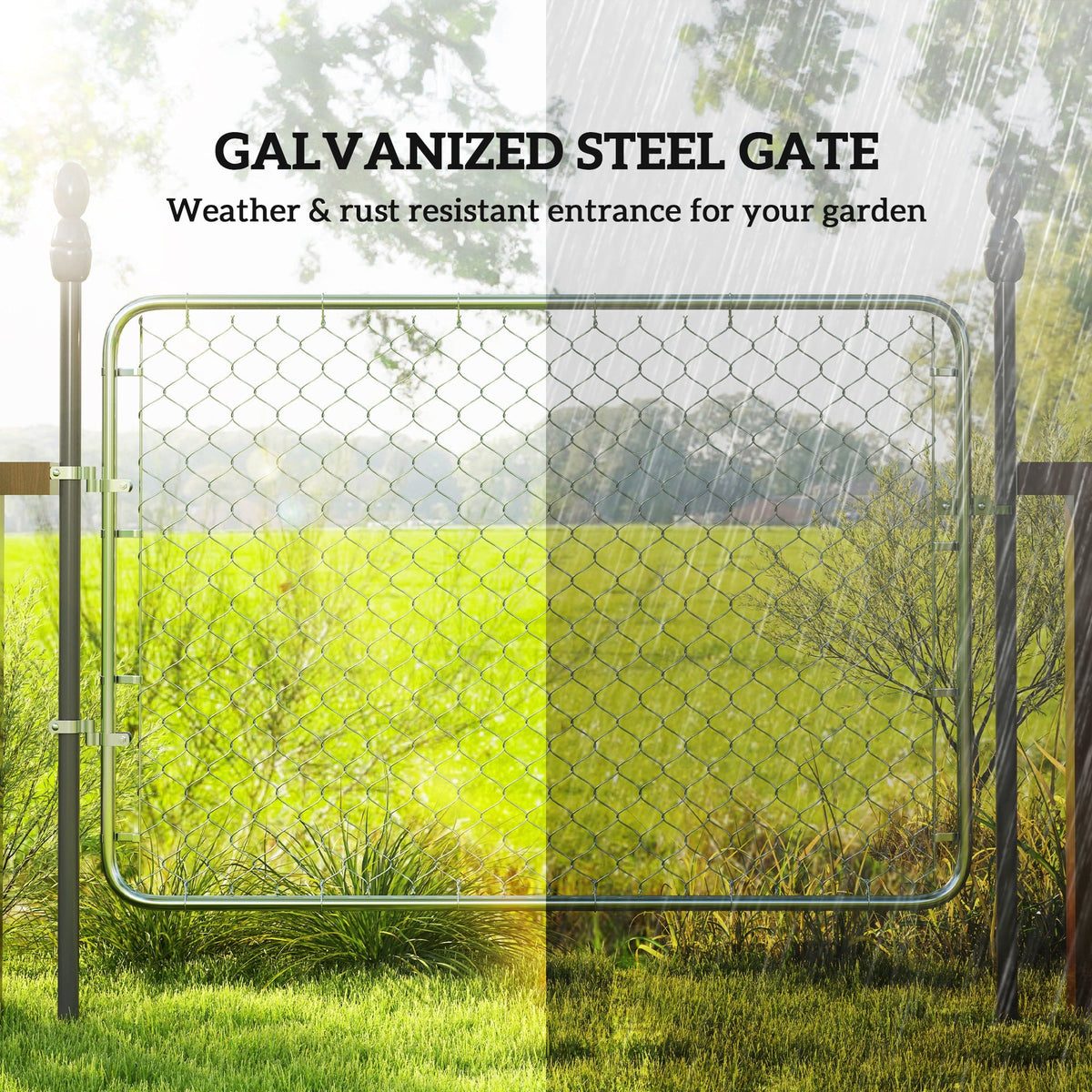 26-71 in. W x 4 ft. H Chain Link Fence Gate, Silver — product view 6