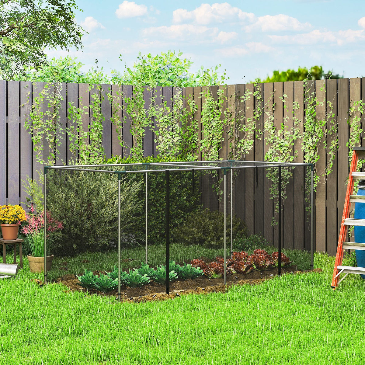 8' x 4' Crop Cage with Zippered Door and Steel Frame, Black — product view 3