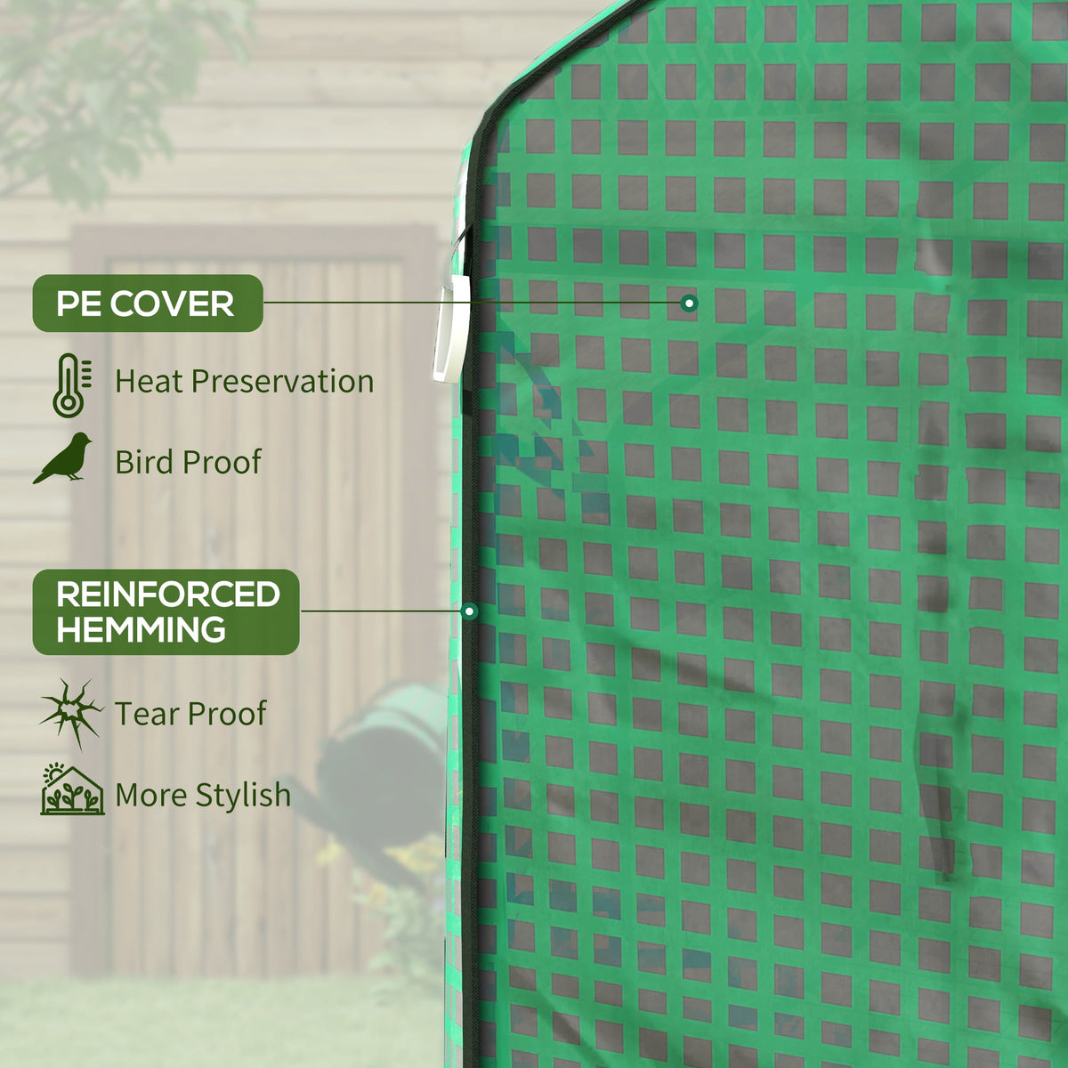 55" x 56.25" x 74.75" Greenhouse Replacement Cover, Green — product view 6