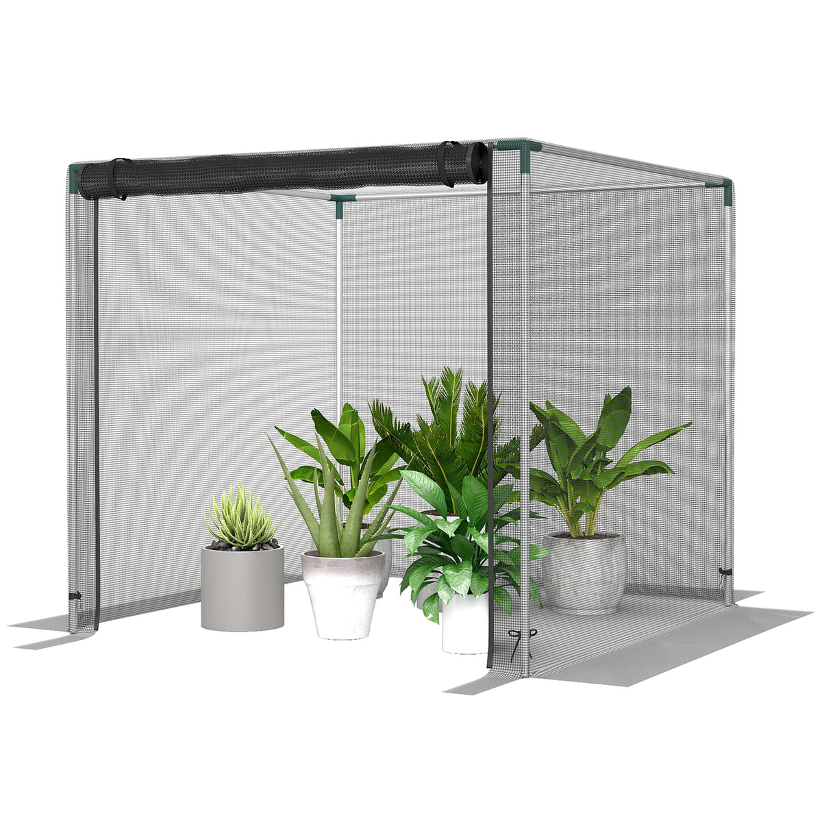 4' x 4' Crop Cage with Zippered Door and Steel Frame, Black — product view 2