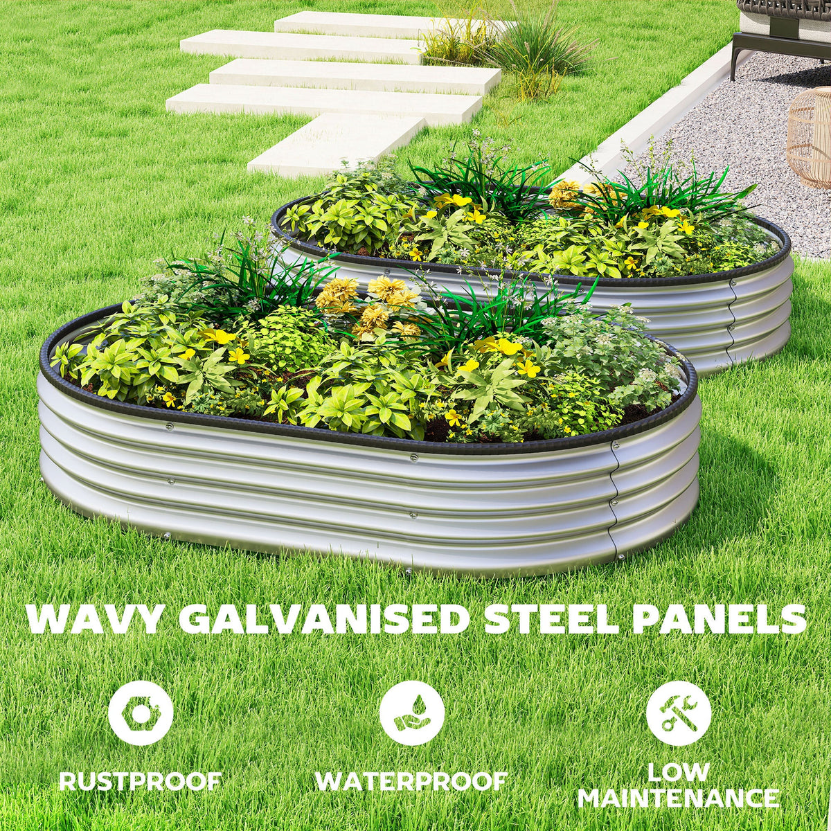 2pcs 4 x 3 x 1 ft Galvanized Raised Garden Beds, Silver — product view 7