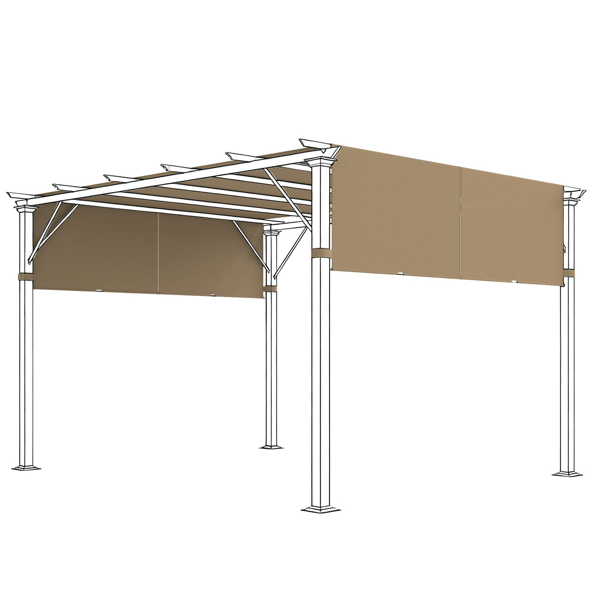 2 Pcs 16 x 4ft Pergola Canopy Replacement Cover for 10 x 10ft Pergola, Sand — product view 2