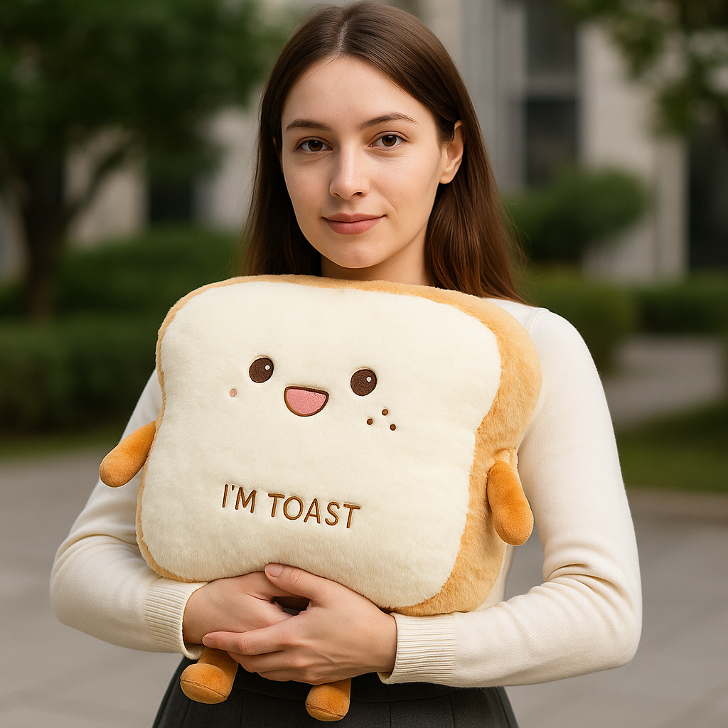LoungeYard | Plush Toast Bread Ultra Soft Hand Warmer Pillow — product view 2