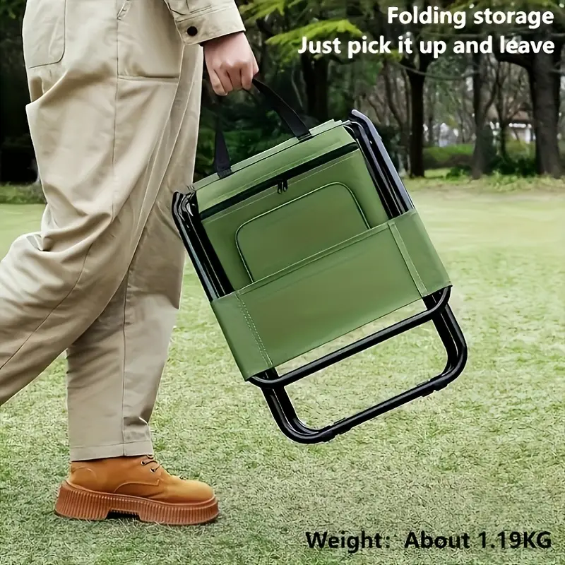 Built-in Cooling Bag Portable Folding Outdoor Stool | LoungeYard — product view 3
