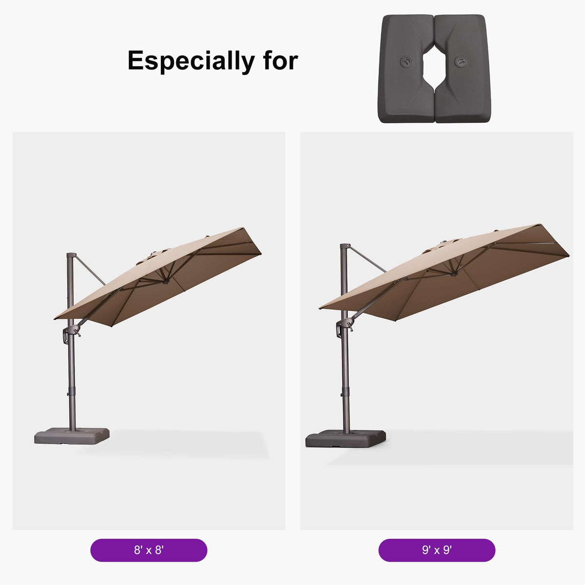PURPLE LEAF OPEN BOX Bronze Aluminum Frame Cantilever Umbrella Weighted Base ZY02XGTBS-75 — product view 3