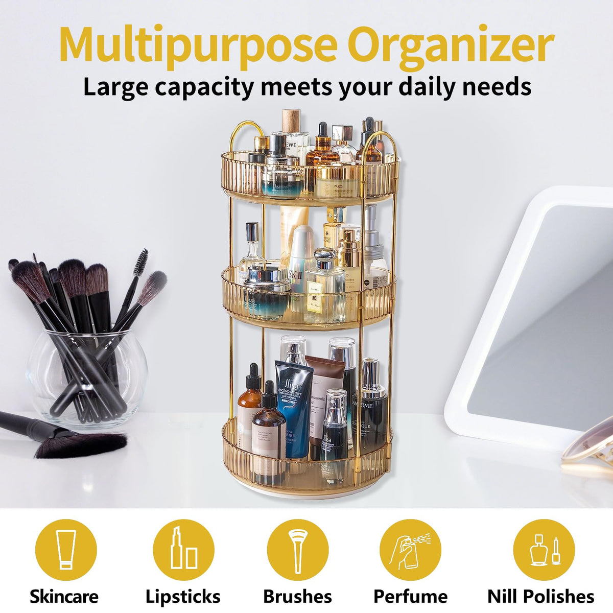 LoungeYard | 360° Rotating Makeup Organizer — product view 5