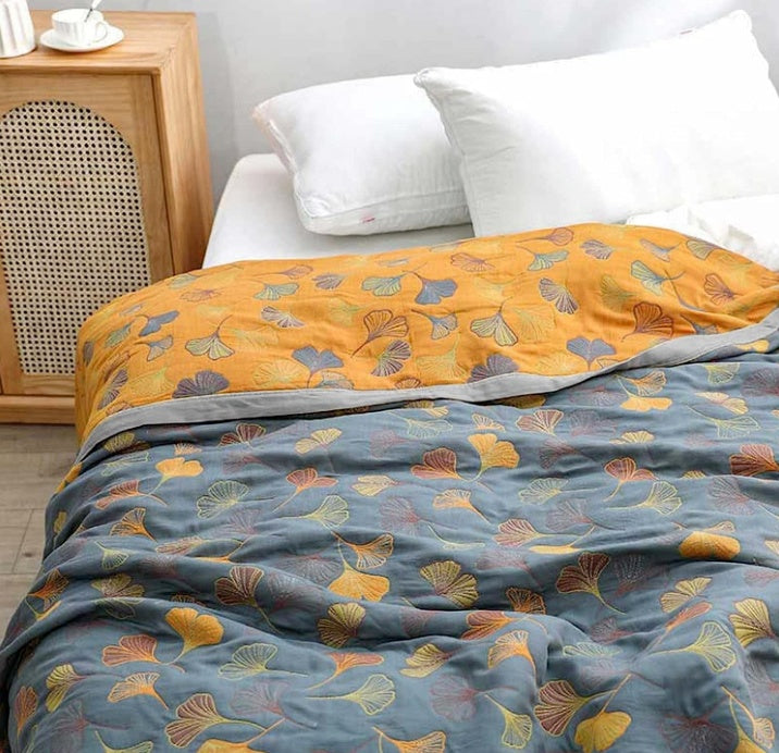 LoungeYard | Ginkgo Leaf Throw Blanket — product view 2