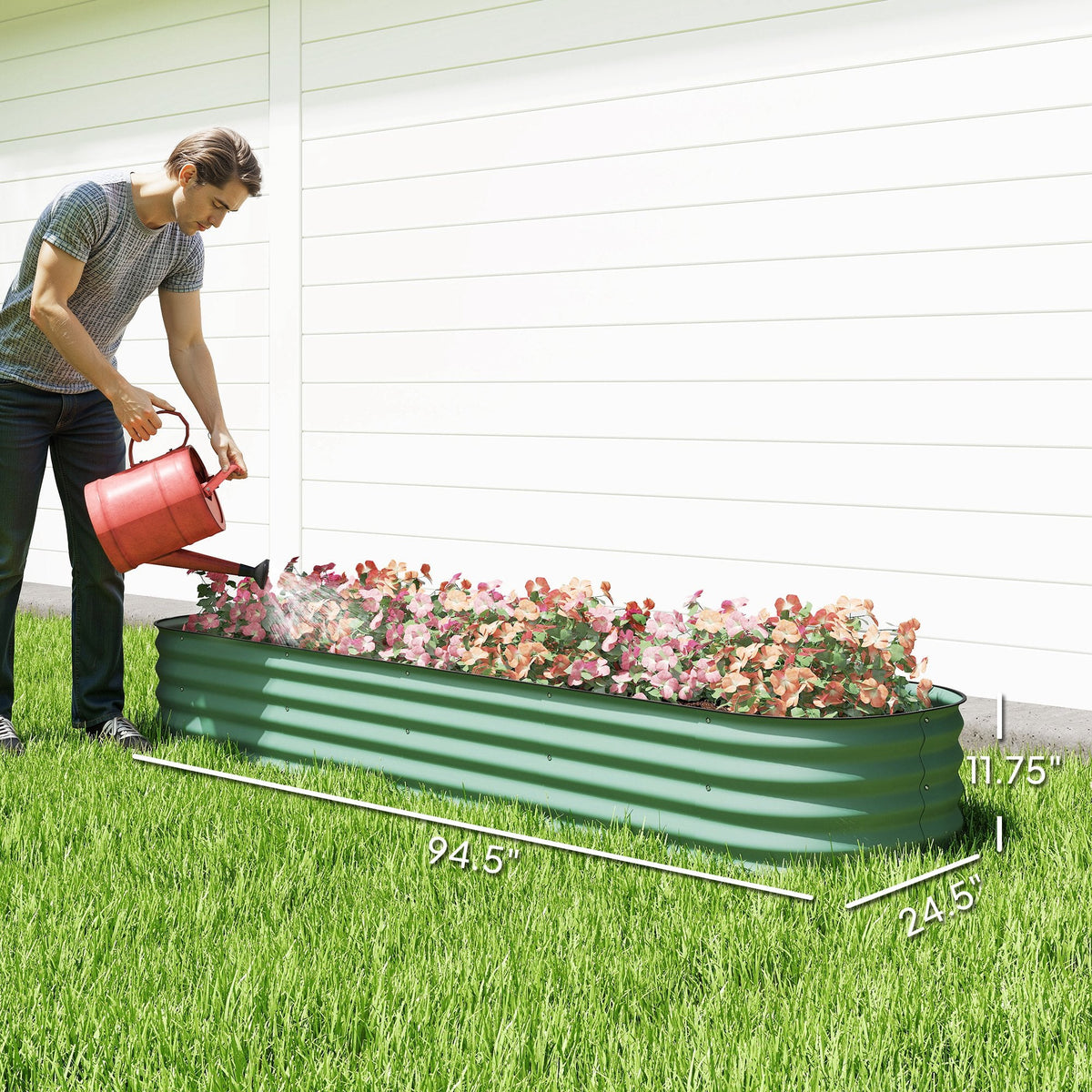8' x 2' x 1' Galvanized Raised Garden Bed Kit, Green — product view 5
