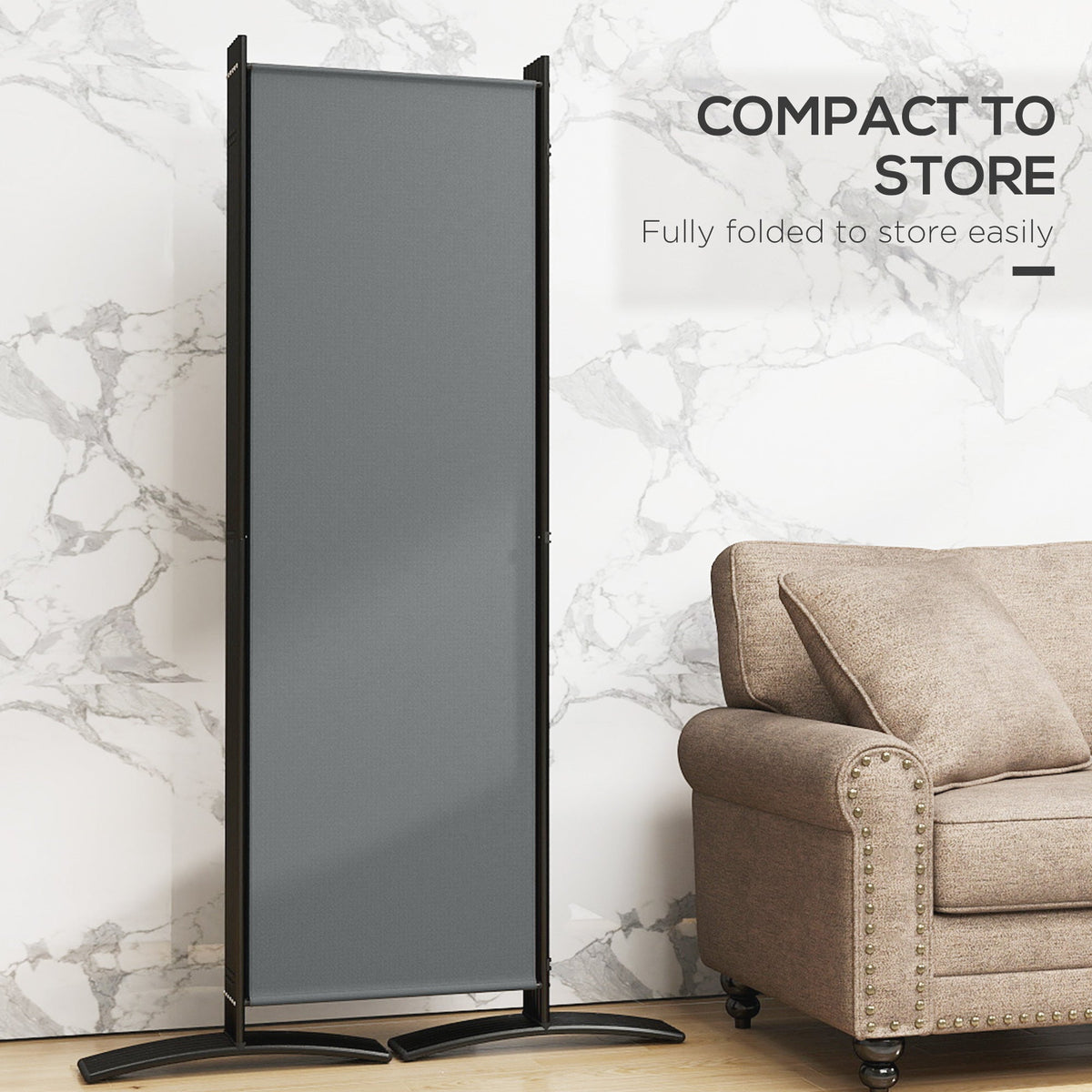 6 Panel Folding Room Divider Privacy Screen, 332 x 172 cm, Dark Grey — product view 7