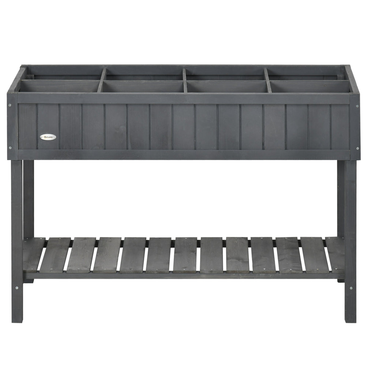 Wooden Herb Planter with 8 Pocket, Raised Bed Container Garden Planter Boxes, 110L x 46W x 76Hcm, Dark Grey — product view 2