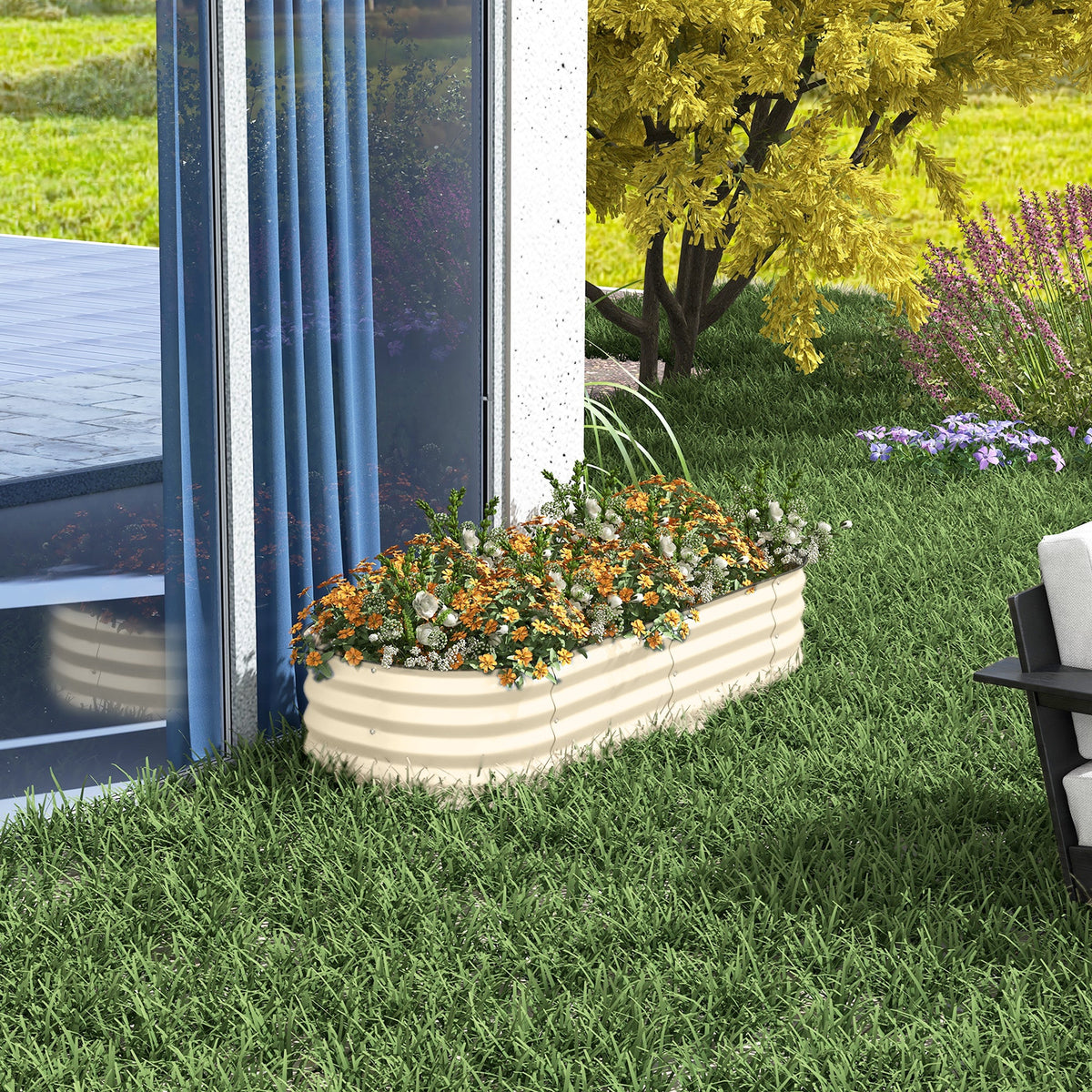 5' x 2' x 1' Galvanized Raised Garden Bed Kit, Cream — product view 4