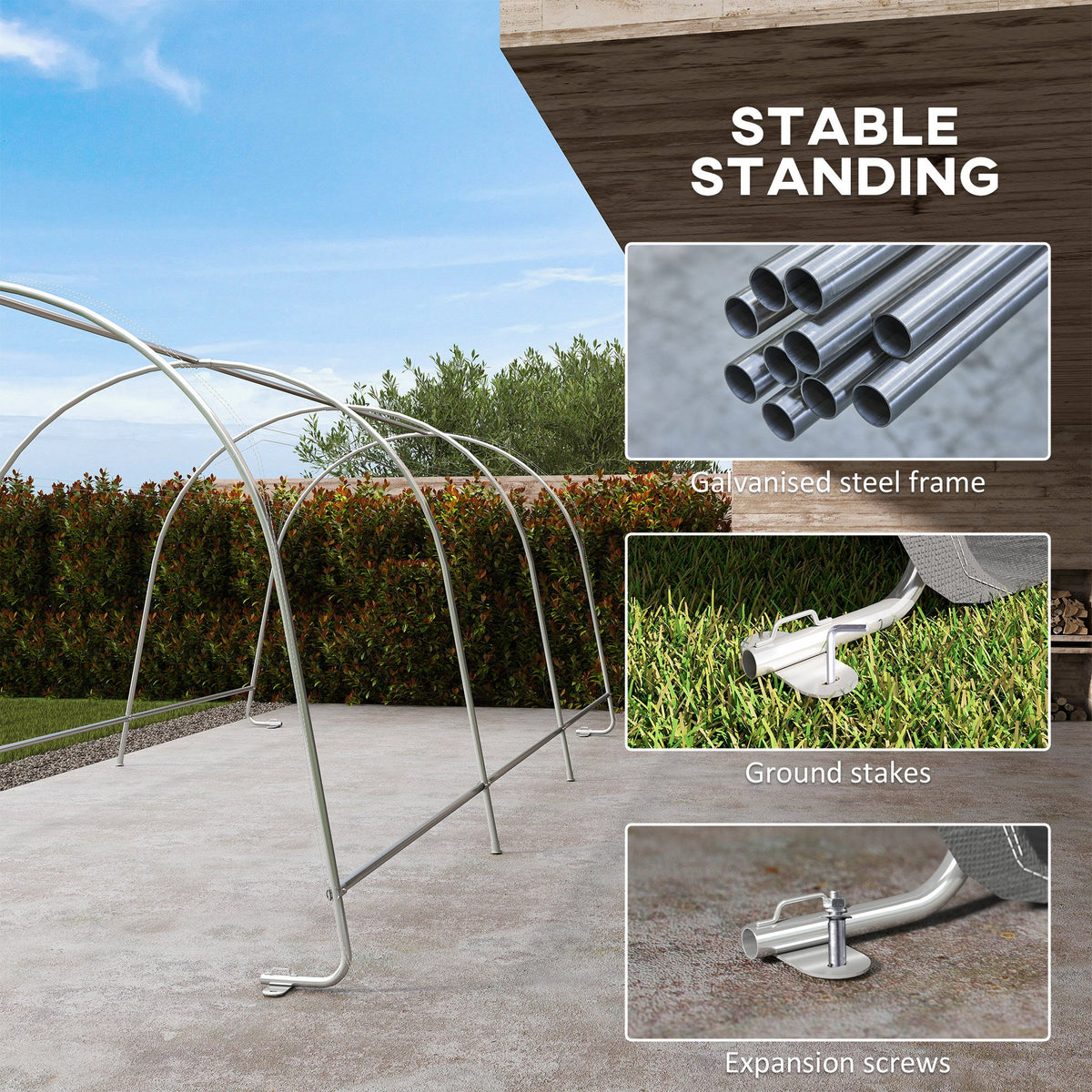 10' x 20' Portable Shed with Roll-up Zipper Door, Dark Grey — product view 7