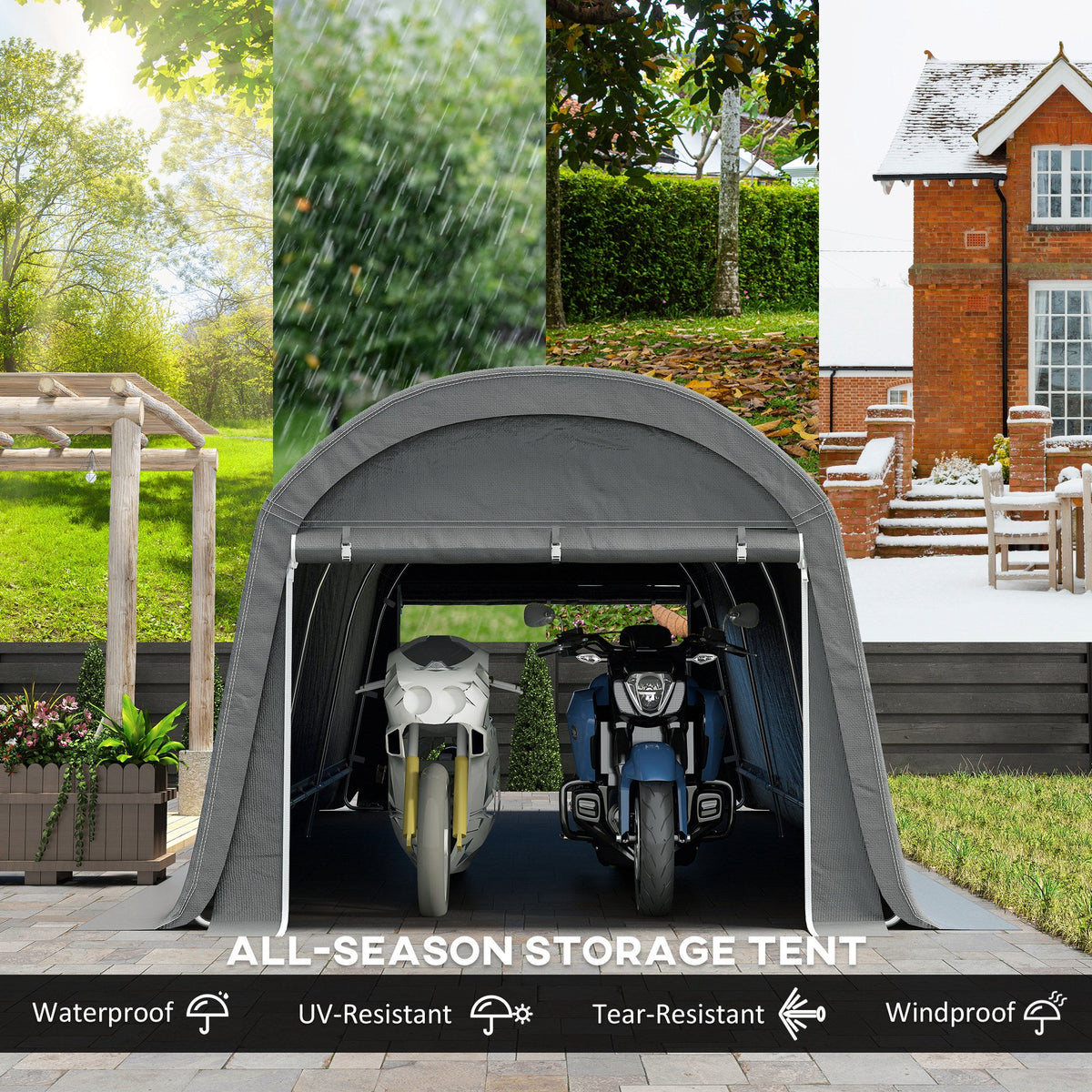 10' x 20' Portable Shed with Roll-up Zipper Door, Dark Grey — product view 6