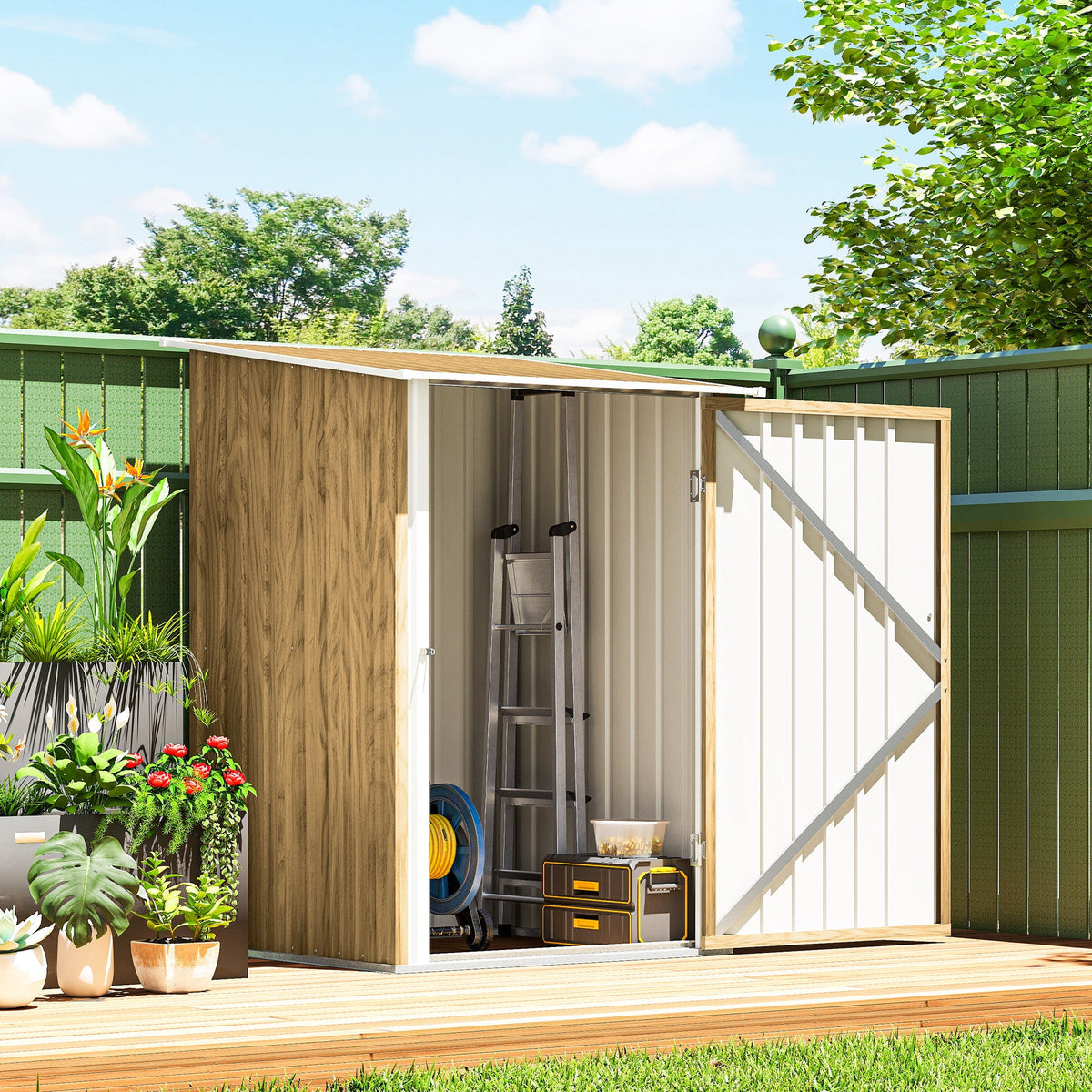 3' x 3' Lean-to Garden Storage Shed with Lockable Door & Galvanized Steel Construction — product view 4