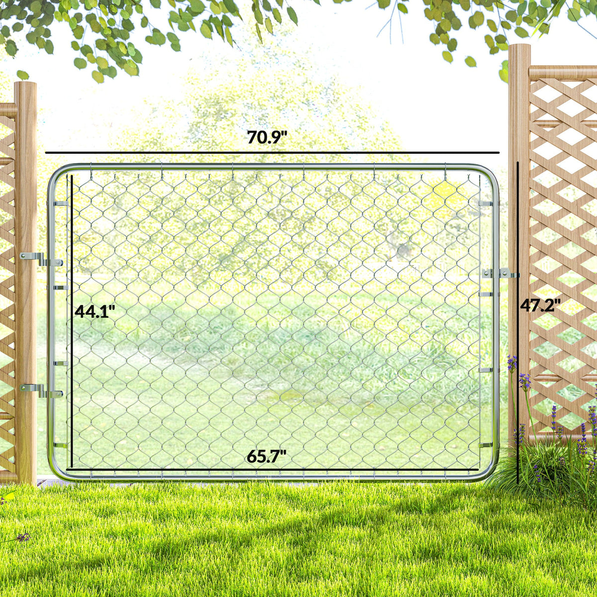 26-71 in. W x 4 ft. H Chain Link Fence Gate, Silver — product view 5