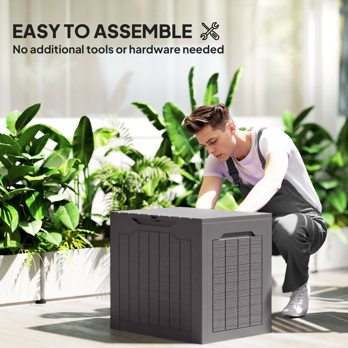 93L Plastic Garden Storage Box with Handles, Brown — product view 6