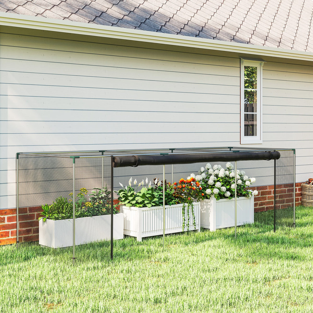 12' x 4' Crop Cage with Zippered Door and Steel Frame, Black — product view 3