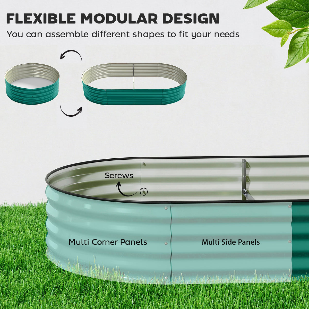 180 x 90 x 30 cm Galvanised Raised Garden Bed with Safety Edging, Light Green — product view 6