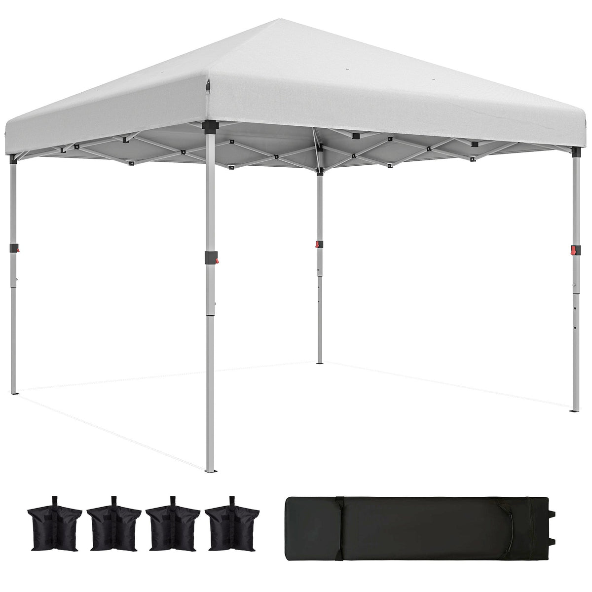 10' x 10' Pop Up Canopy Tent with Sidewalls and Roller Bag, White — product view 2