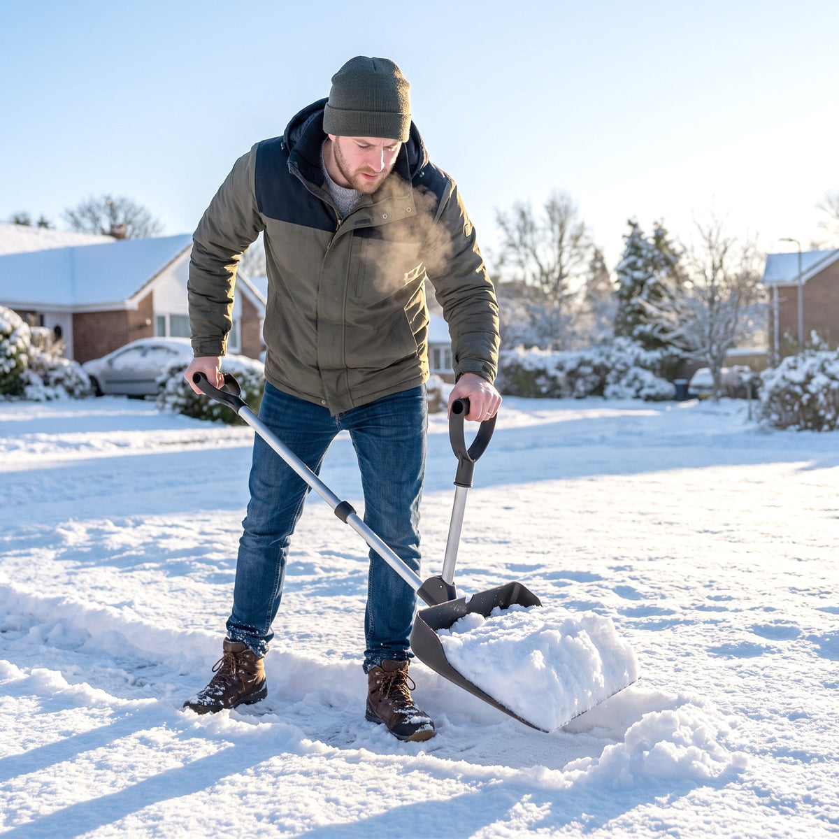 Heavy Duty Snow Shovel with 45cm Blade and Detachable Aluminum Handle — product view 3