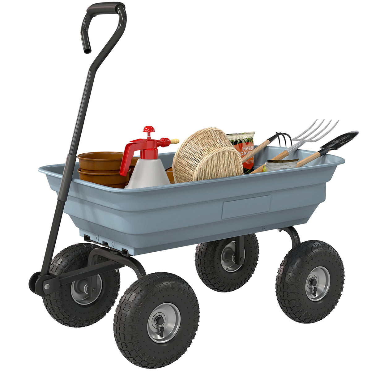 Steel Garden Cart with 10" Pneumatic Tires, 551 lbs Capacity, Grey — product view 2