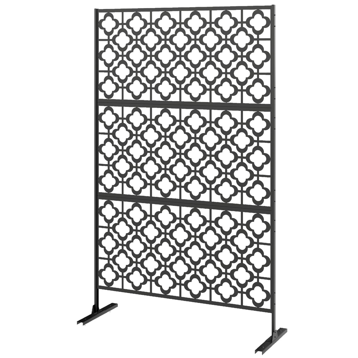 78" x 48" Metal Outdoor Privacy Screen, Quatrefoil Design, Black — product view 2