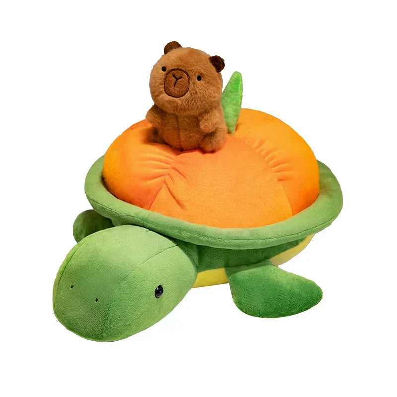 LoungeYard | Green Orange Turtle Plush Backpack — product view 3