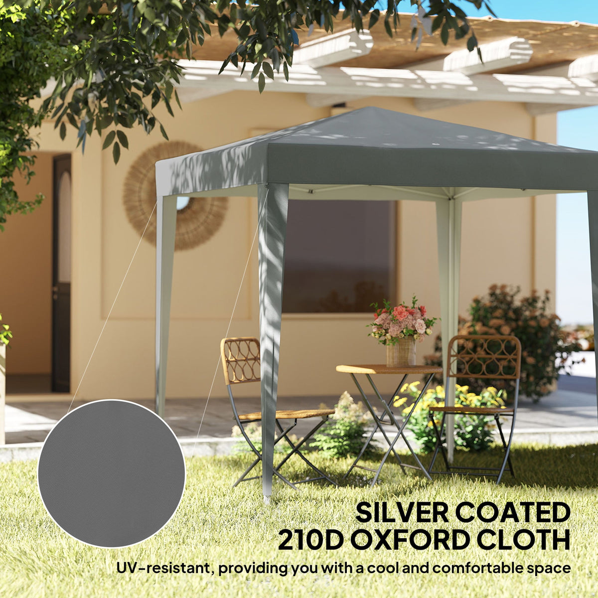 6.6' x 6.6' Pop-Up Canopy Tent with Removable Sidewalls and Carry Bag, Grey — product view 7