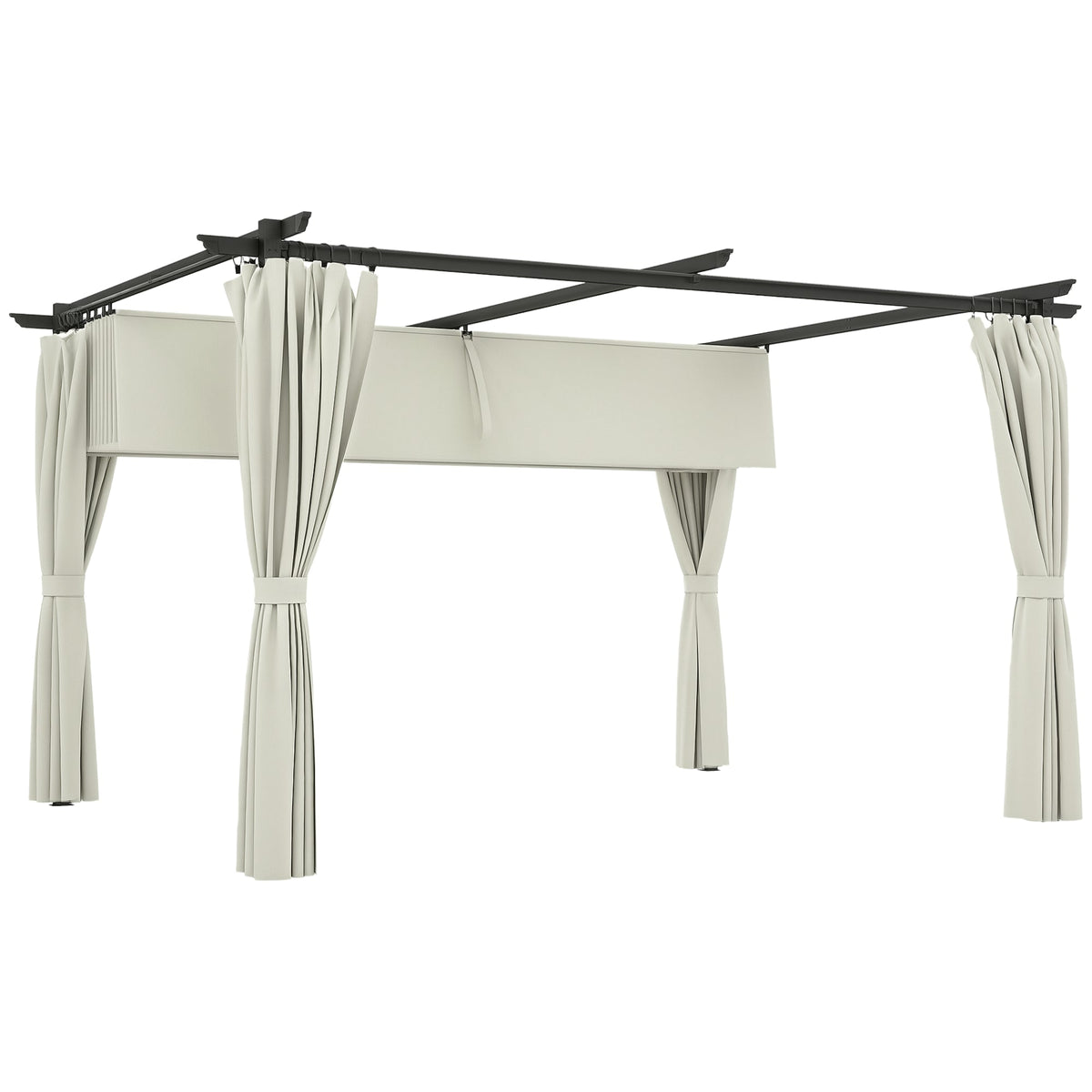 10' x 13' Retractable Pergola Canopy with Curtains, Cream White — product view 1