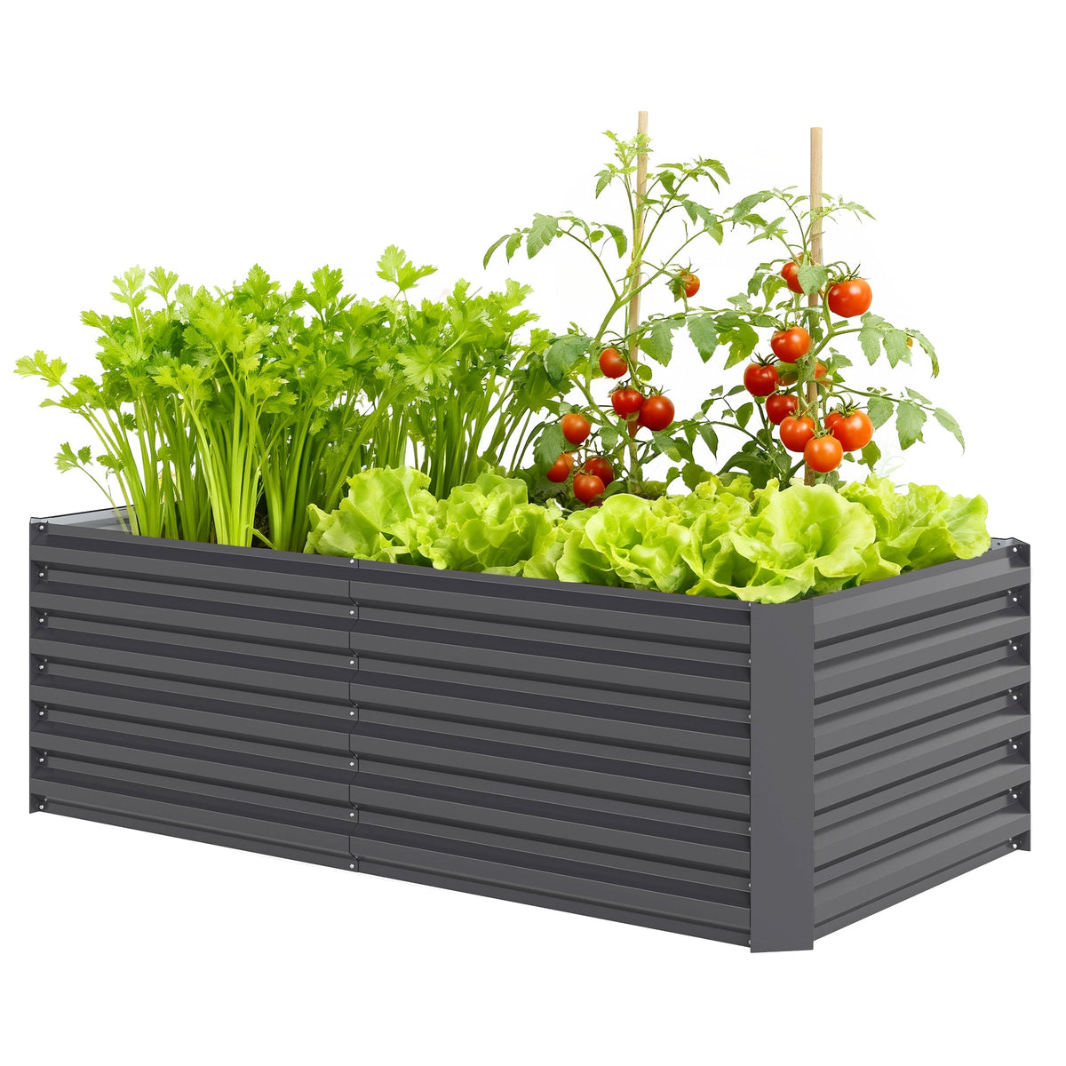 6' x 3' x 2' Galvanized Raised Garden Bed for Vegetables, Dark Grey — product view 2