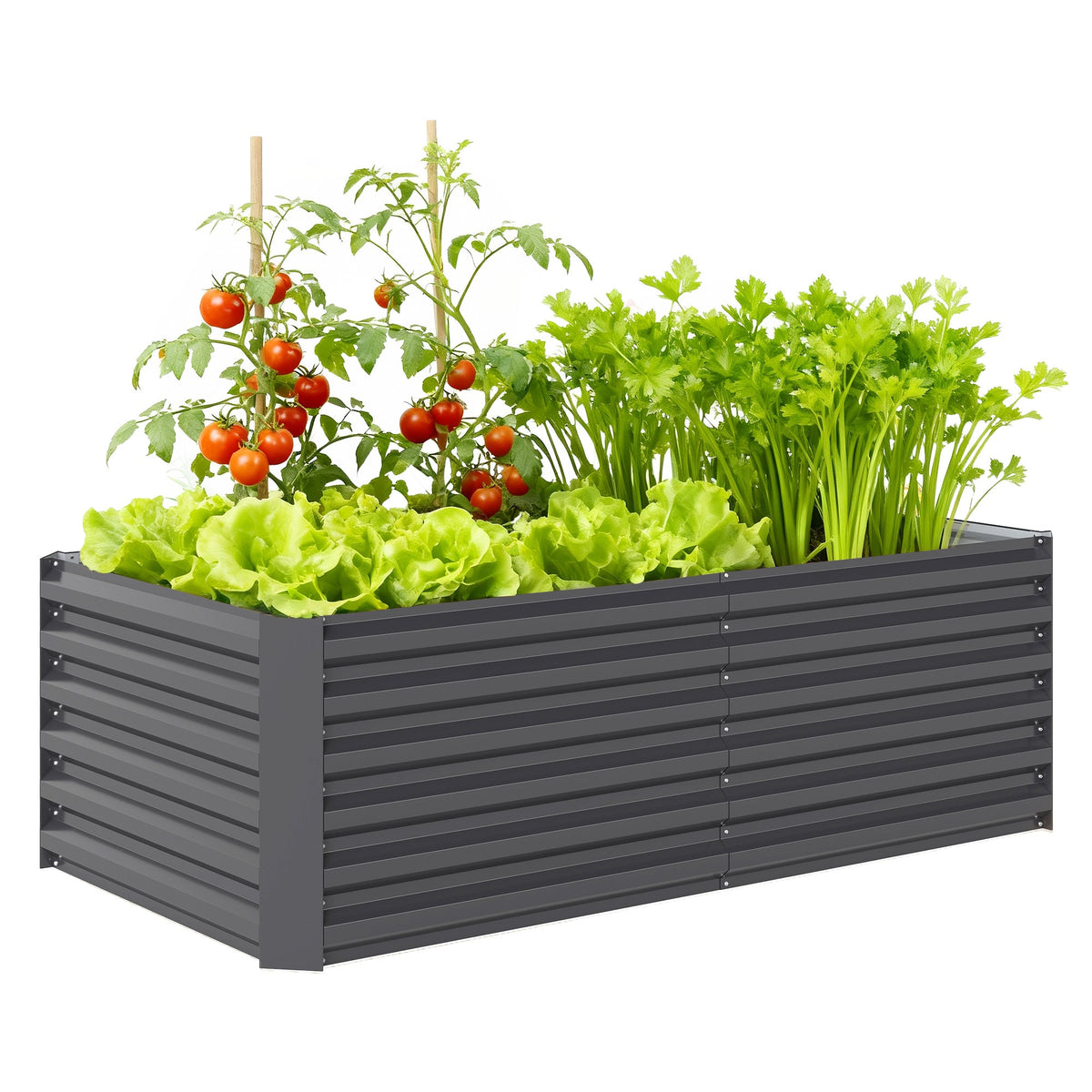6' x 3' x 2' Galvanized Raised Garden Bed for Vegetables, Dark Grey — product view 1