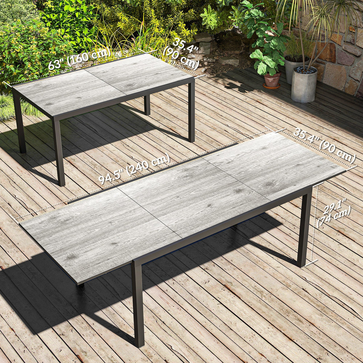 63"-94.5" Extendable Patio Dining Table for 6-8 People — product view 5
