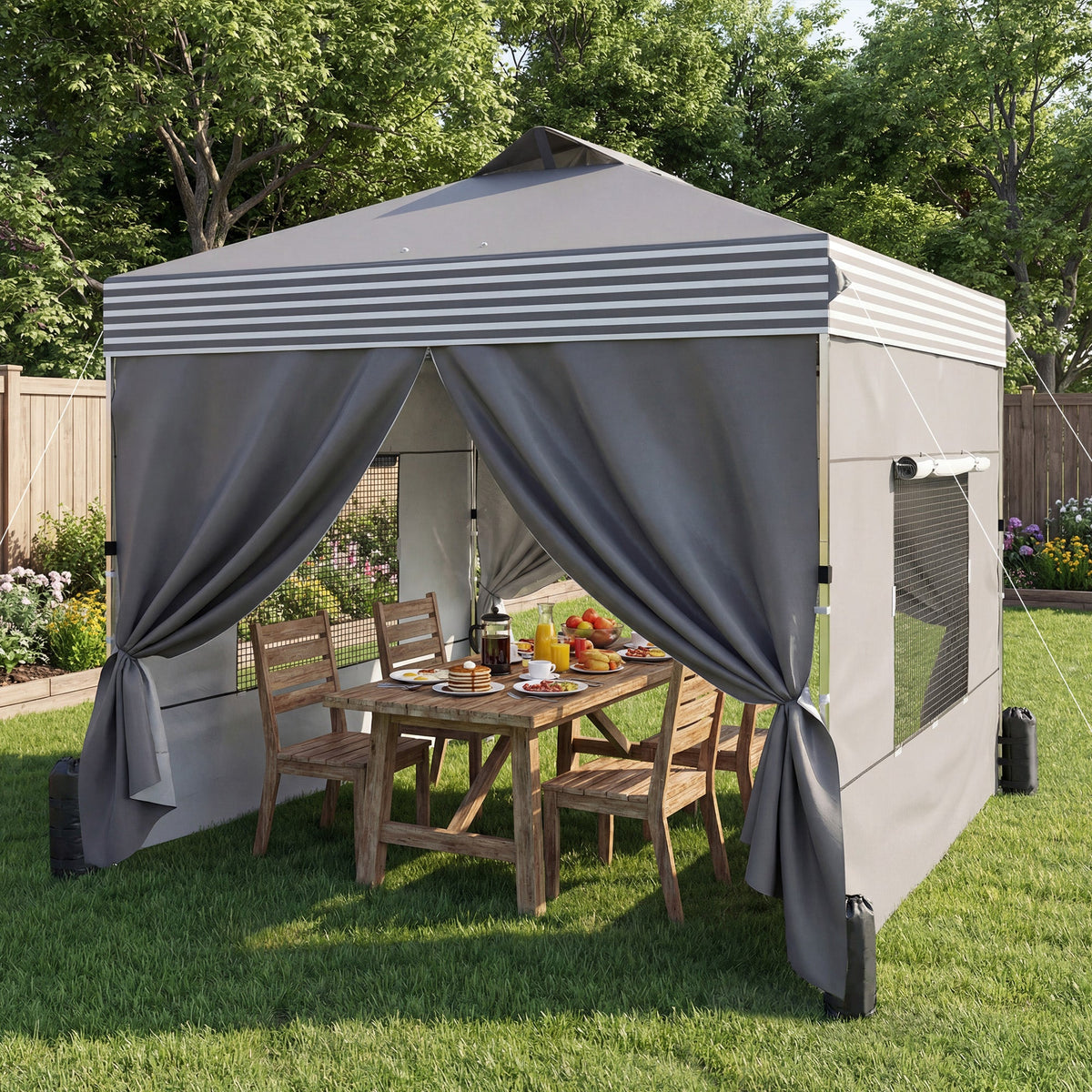 10 x 10 ft Pop-Up Canopy Tent with 4 Sidewalls and Wheeled Bag, Dark Grey — product view 4