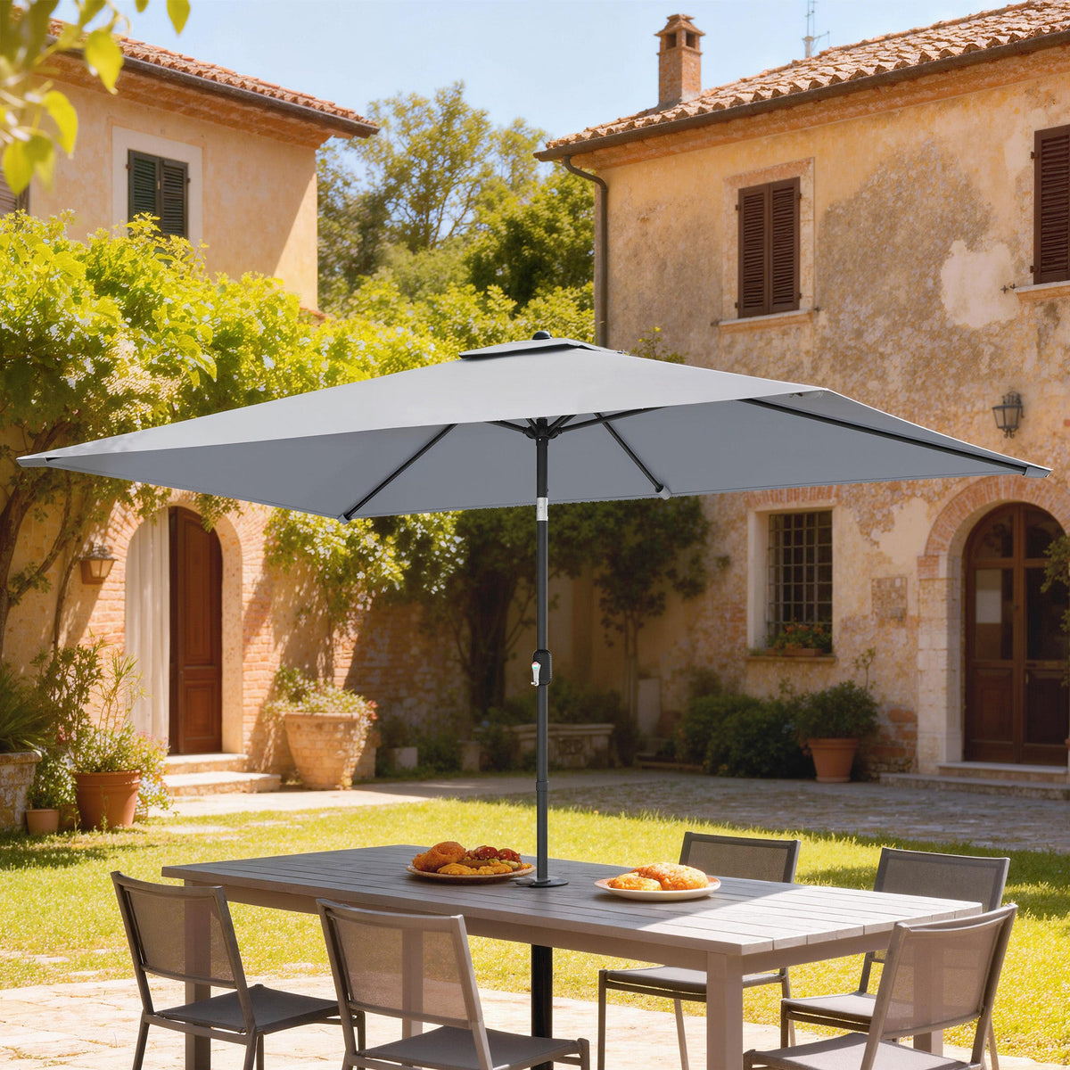 3 x 2 m Garden Parasol with Crank Handle and Tilt Function, Light Grey — product view 4