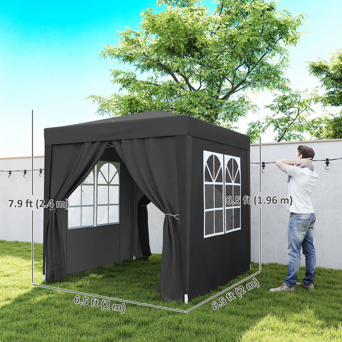6.6' x 6.6' Pop-Up Canopy Tent with Sidewalls and Carry Bag, Black — product view 5