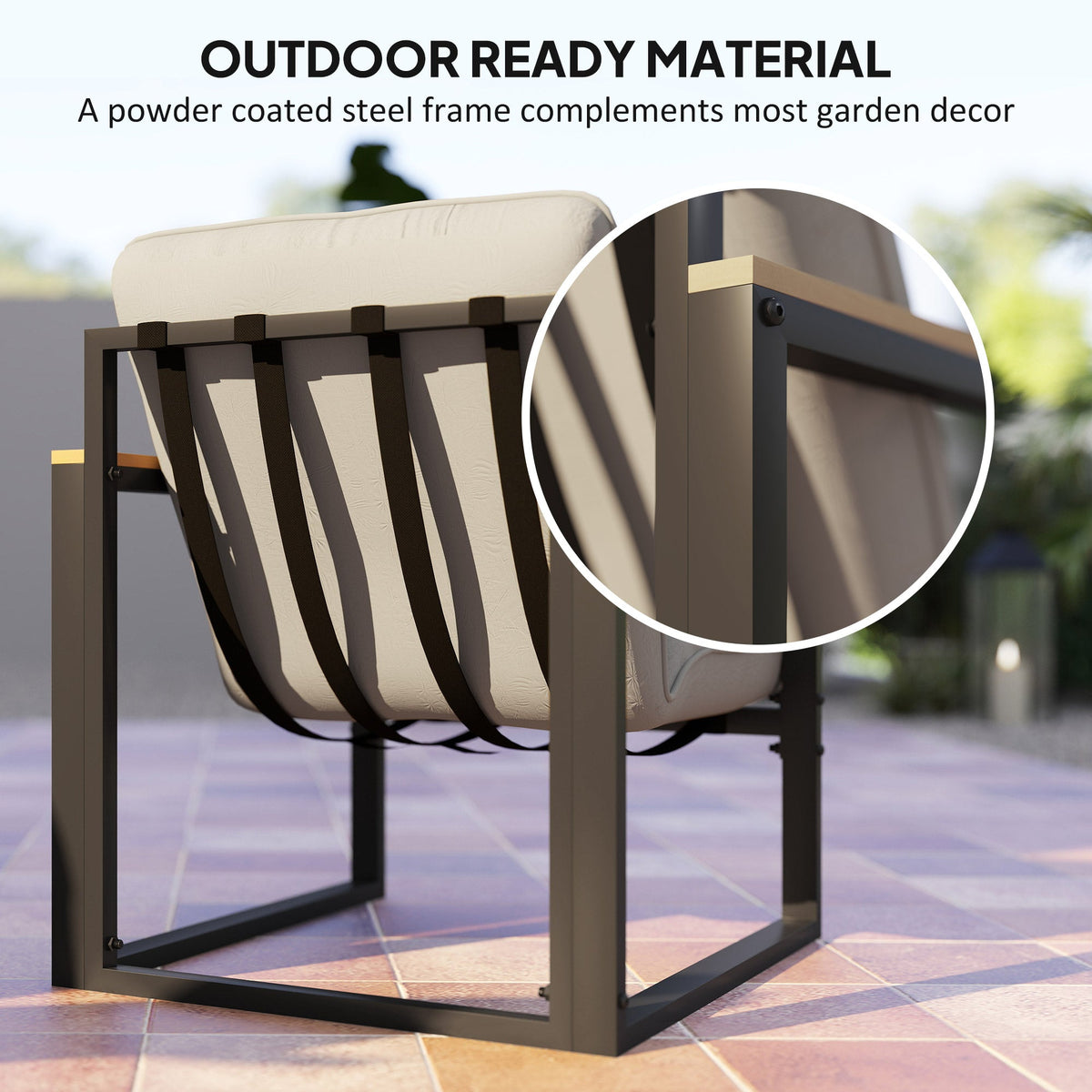 4 Piece Patio Furniture Set with Loveseat, Coffee Table and Thick Cushions, Light Grey — product view 7
