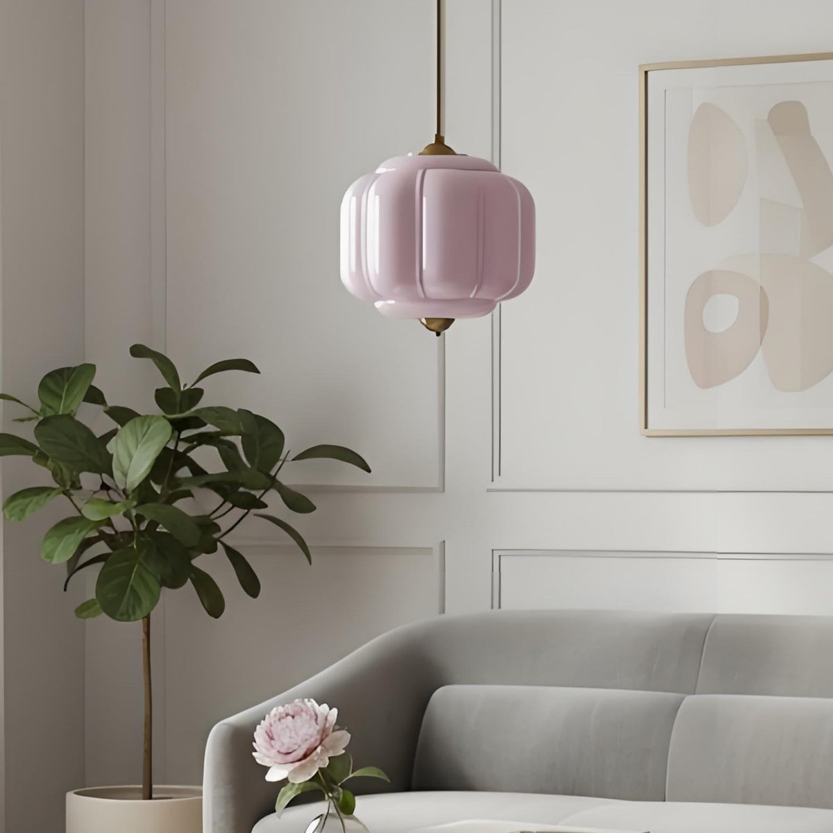 Vintage Cream Glass Pumpkin Chandelier, E14 — product view 6