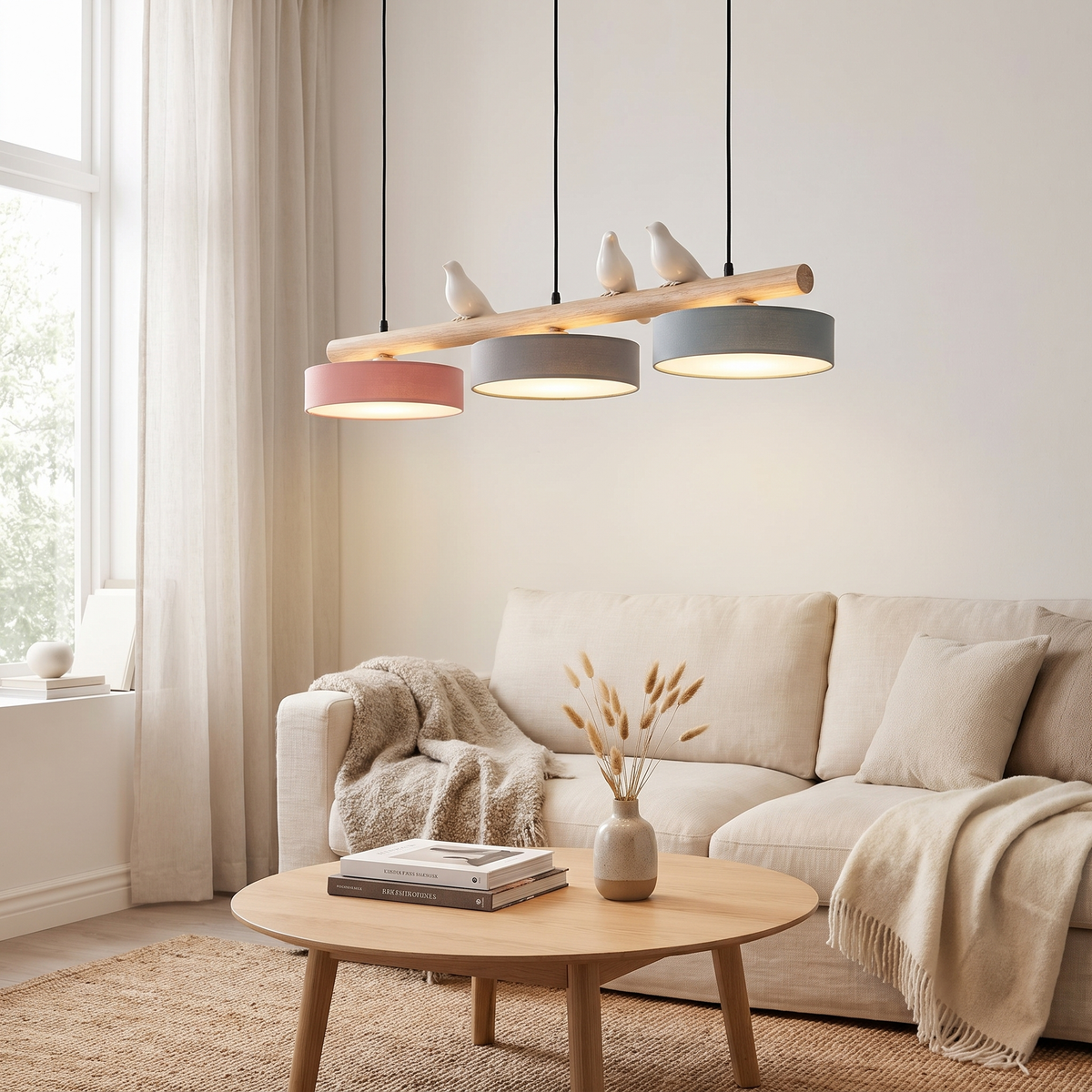 Linnet Bird Pendant Lamp, Wood, Scandinavian — product view 6