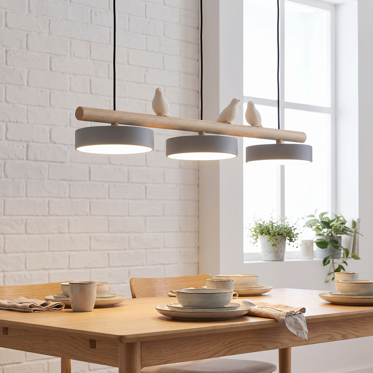 Linnet Bird Pendant Lamp, Wood, Scandinavian — product view 4