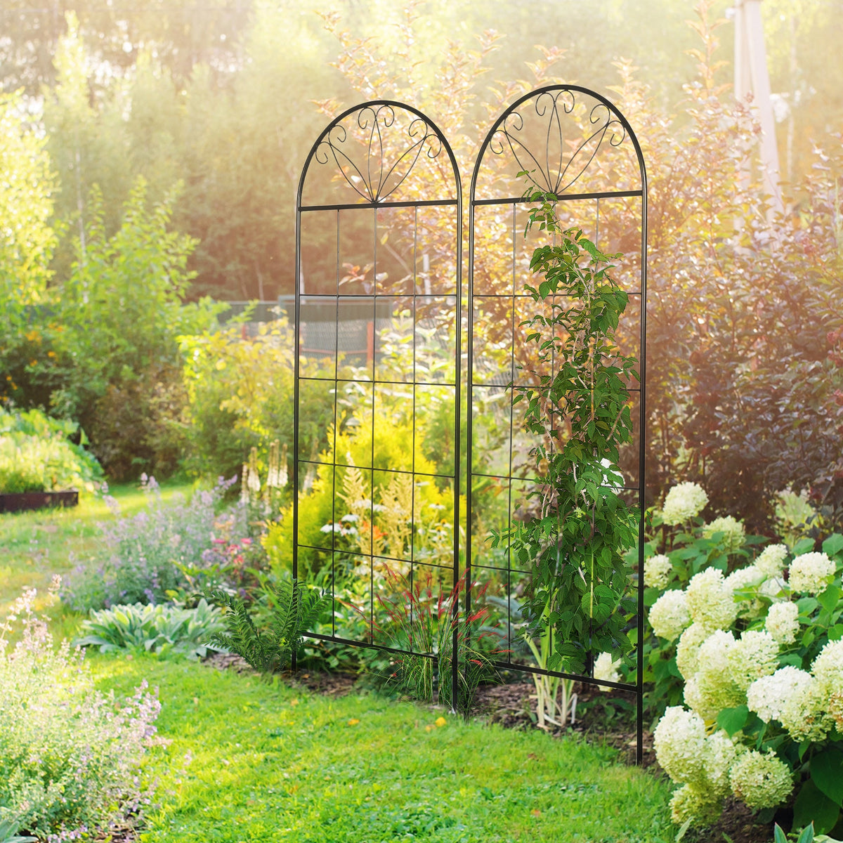 2 Pack Metal Garden Trellis Panels, 20" x 60", Black — product view 3