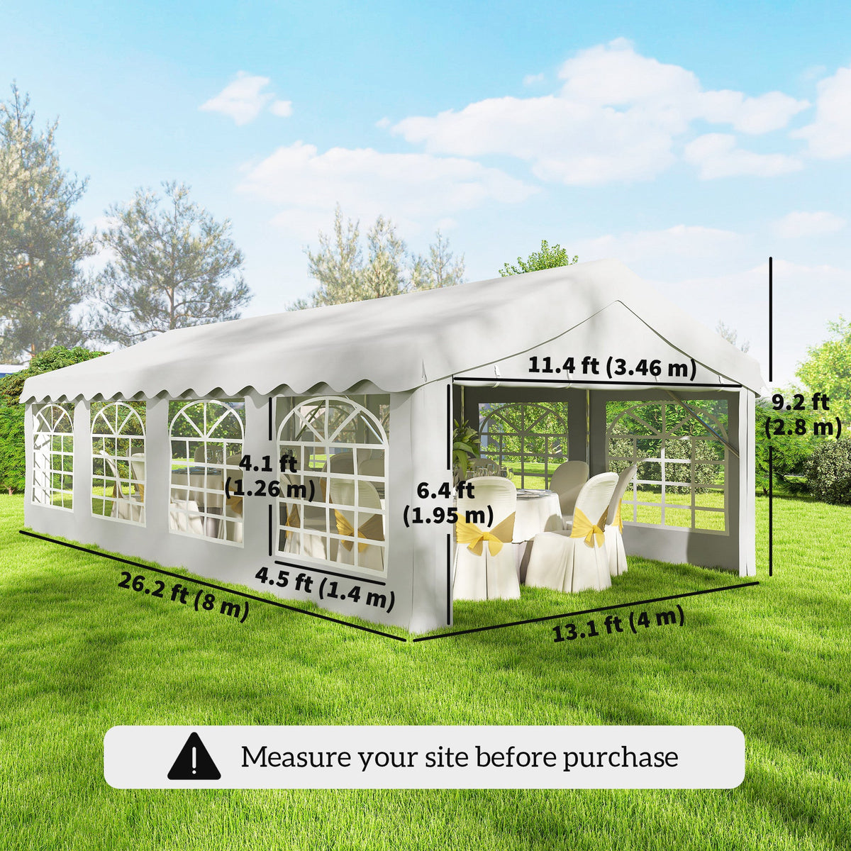 13' x 26' Heavy Duty Party Tent and Carport with Sidewalls, White — product view 5