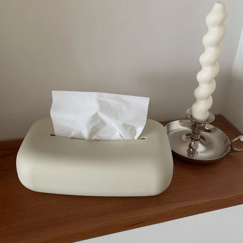 LoungeYard | Light beige soft tissue box cover — product view 2