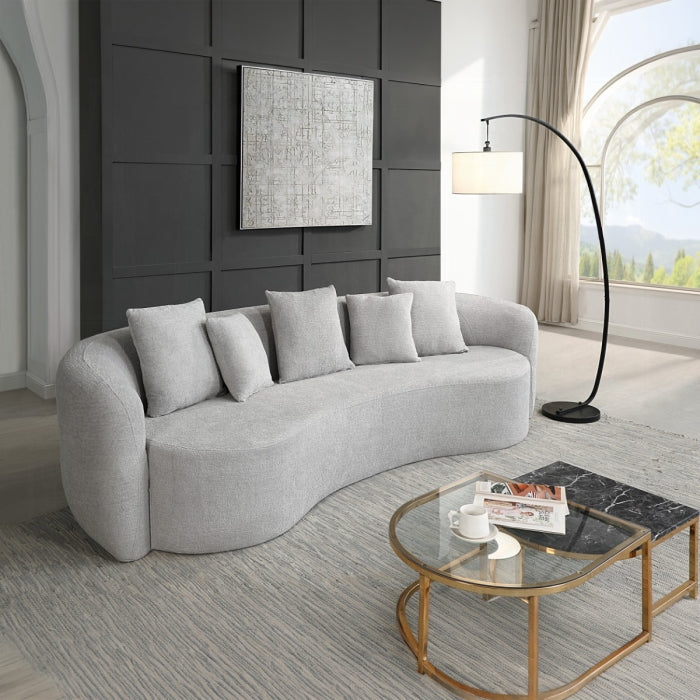 Barasa Grey Fabric Compressed Sofa with Curved back and arms – LV07150 — product view 1